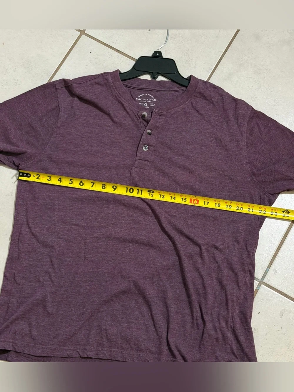 Cactus Man Minimalist Henley Short Sleeve Shirt‎ Casual Purple Plum size XL